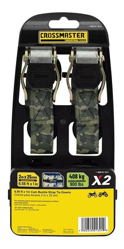 Cincha Cinta Amarre 2 Unidades 2 M X 25 Mm 408kg Crossmaster Color Camuflada