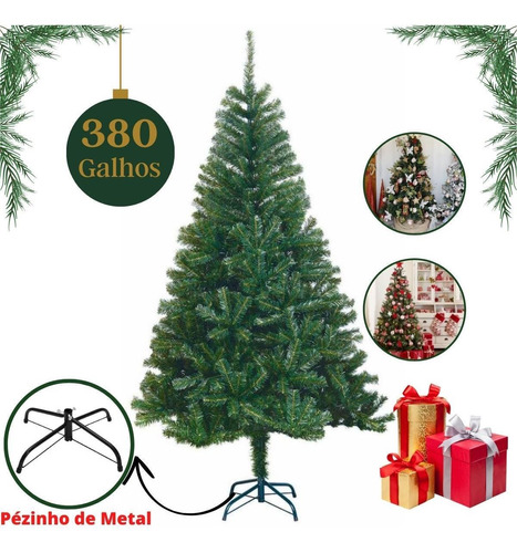 Árvore De Natal Ágata Verde 380 Galhos 150cm 1und