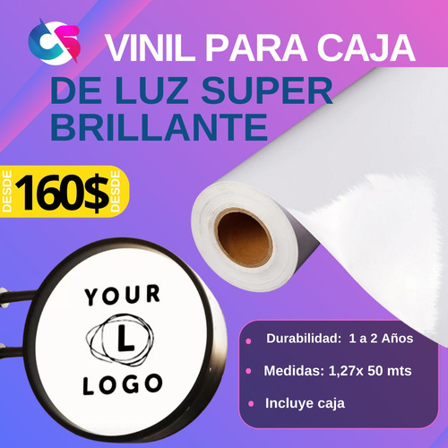 Vinil Para Caja De Luz Super Brillante De 1.27 X 50mts