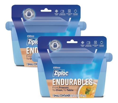 Ziploc Endurables Contenedor Pequeño, 2 Tazas, Bolsas De Sil
