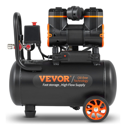 Vevor Compresor De Aire Ultra Silencioso Sin Aceite 18l 900w Negro