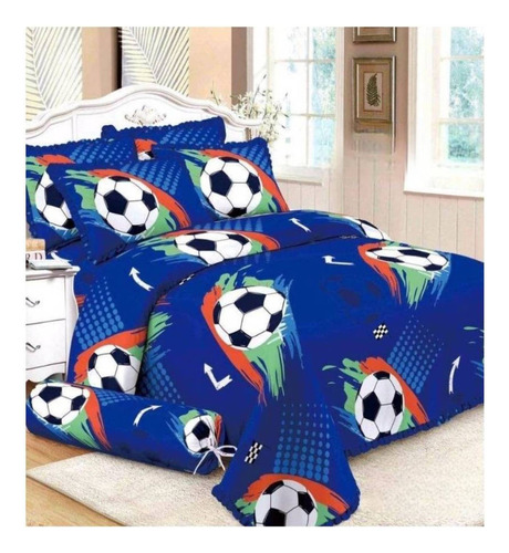 Cubrecama Quilt Infantil Liviano 1.5 Pza +funda 50x70 Niño Fútbol