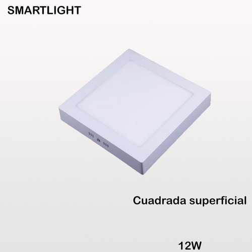 Lámapara Panel Cuadrado Superficial Blanca 12w Smartlight