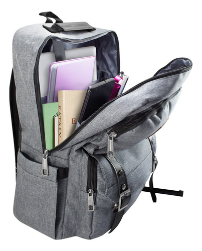 Mochila Para Laptop Diseño Casual Para Hombres Y Mujeres Color Gris Diseño De La Tela Liso