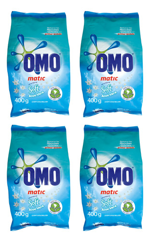 Detergente Omo Soft Con Aloe Vera En Polvo 400grs 4 Unidades
