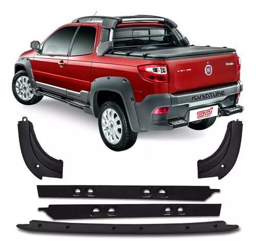 Kit 5 Acabamento Caçamba Fiat Strada Adventure Cd 2014 Novo