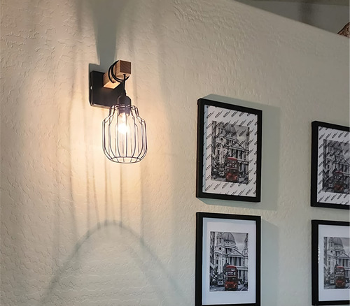 Imagen 5 de 7 de Lámpara Aplique De Pared Vintage Con Jaula.
