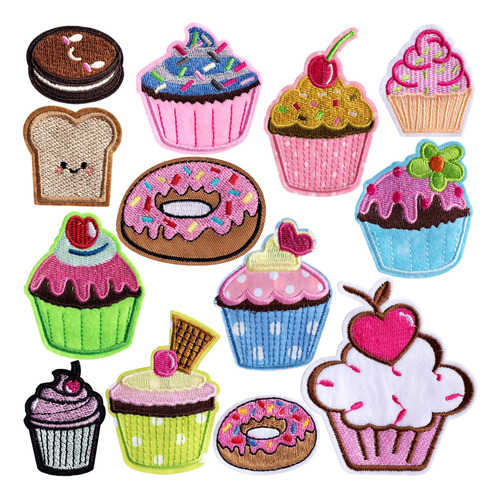 Pagow 13 Parches Bordados Para Cupcakes, Coloridos Parches P