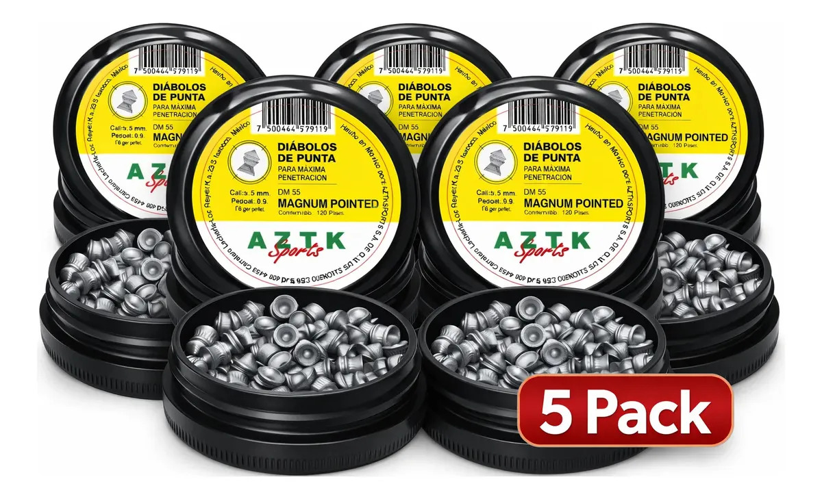 Diábolo AZTK Magnum Pointed Cal. 5.5 mm Plomo 1g Pack 600 Disparos