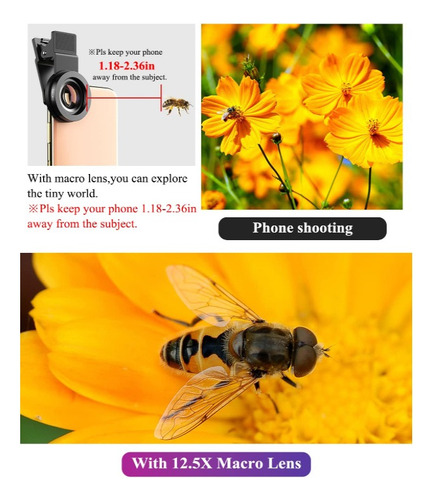 .2 En 1 Kit 0.45x Gran Angular Y Lente Macro 12.5x
