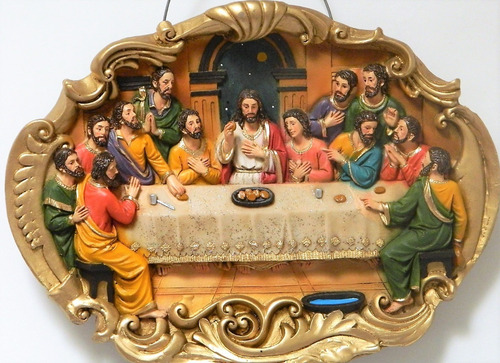 Colgante Ultima Cena Ovalada 3d 25x35cms Artesania De Resina