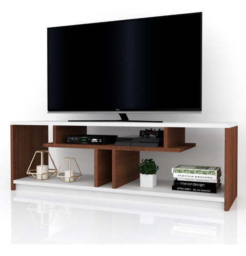 Mesa Lcd Led Mueble Moderno Living Rack Linea Moderna Color Marrón