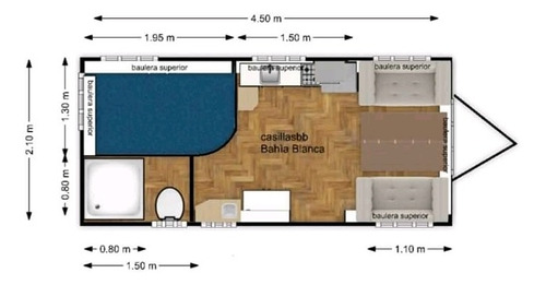 Exclusiva Rodante 00 Km De 4.5m X 210 Para 2 Personas, Full