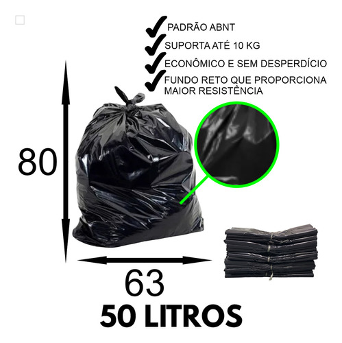 Emblux saco de lixo 50l reforçado com 100 unid