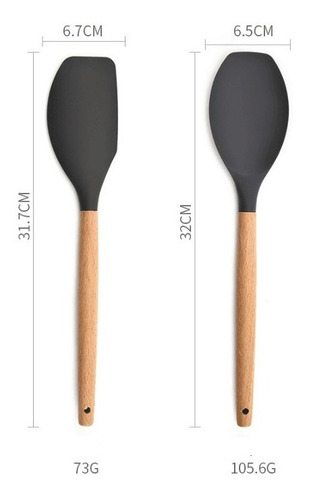 Imagen 4 de 7 de Utensilios Cocina Batidor Mango Madera Punta Silicona Set 9.