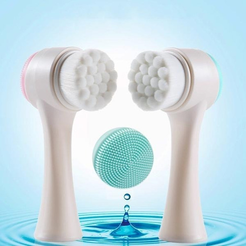 Limpiador Manual Facial Doble- Cepillo Y Silicona Exfoliante