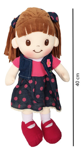 Muñeca De Trapo Y Tela Ann Color Azul 40 Cm Marca Linzy Toys