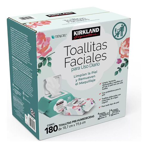 Kirkland Signature Toallitas Faciales 180 Pzas