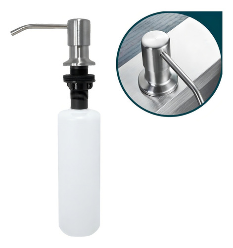 Dispenser Detergente Porta Dosador De Embutir Inox 304 Escovado 350ml Dona D.cor