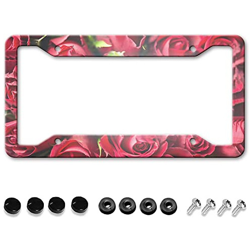 Red Rose License Plate Frames, Flower Cute License Plat...