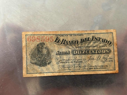 Billete De 10 Centavos Del Banco Del Estado De 1900