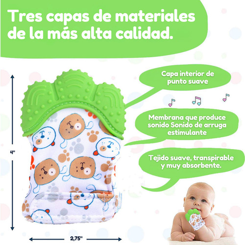 2 Guante Mordedera Suave Ajustable Silicona Bebe Dentición