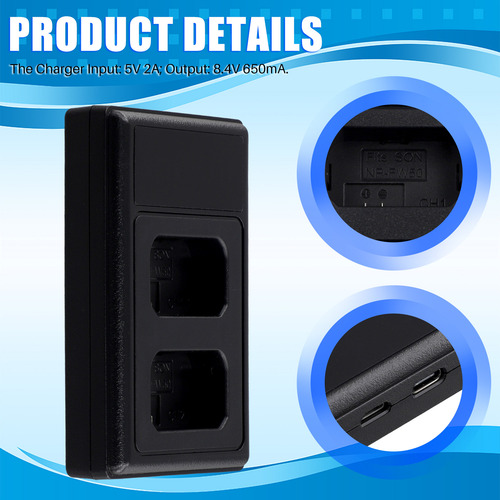 Cargador De Batería Dual Usb Lcd Para Cámara Np-fw50/bn1/bx1