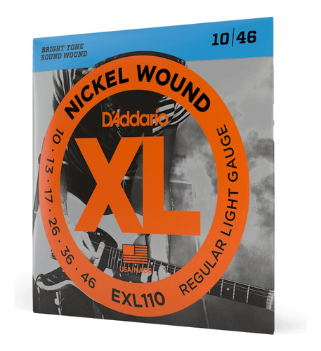 Encordado D'addario Exl110 Guitarra Eléctrica Calibre 10-46