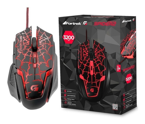 Mouse Gamer Spider Aranha Led Usb 3200dpi 2 Om-705 Fortrek