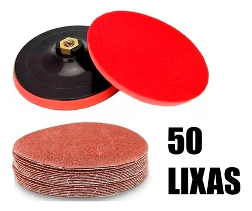 Suporte De Boina Para Furadeira 125mm + 50 Discos De Lixa