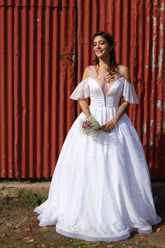 Vestido De Novia Blanco Con Detalles Plateados Kayarall