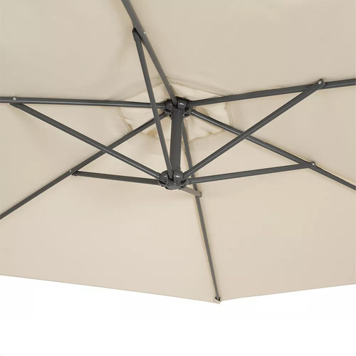 Ombrelone Guarda Sol Praia Jardim Lateral 3 Metros Com Base Cor Bege Liso