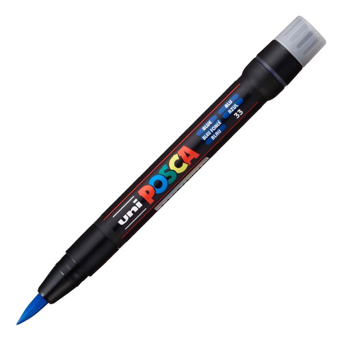 Caneta Posca Uni-ball Pcf-350 Brush Pen Cor Azul