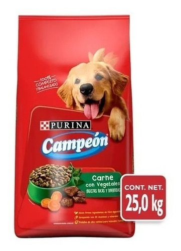 Imagen 2 de 5 de Alimento Campeón Recetas Caseras para perro adulto todos los tamaños sabor carne y vegetales en bolsa de 25kg