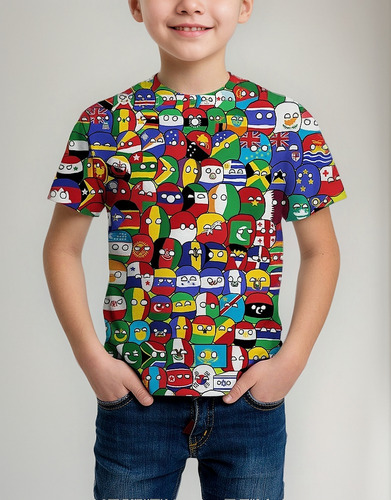 Playeras 3d Countryball Polandballs For Niños