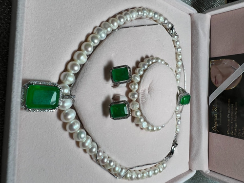 Collar Perlas Cultivadasinates Anillodije Esmeraldas Moiza