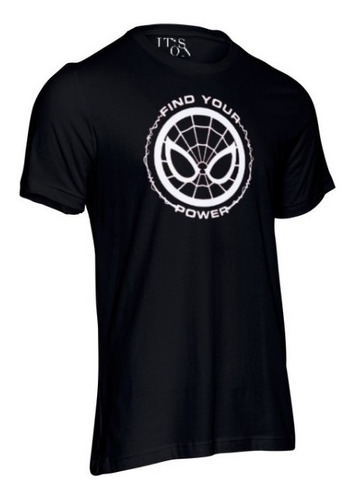 Playera Cara Mascara Spiderman Find Your Power. Hombre Araña