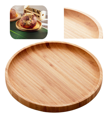 Kit 2 Bandejas De Bambu Redonda Petisqueira 20 Cm Multiuso