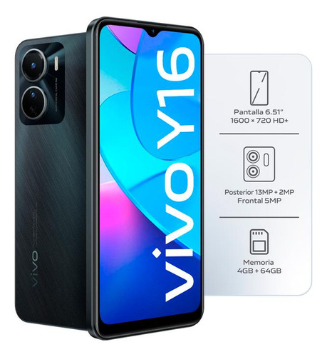 Celular Vivo V2204 Y16 64gb 4gb Ram Negro Estelar