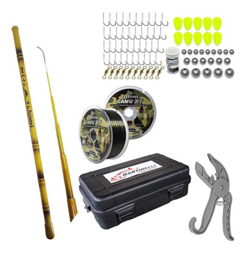 Imagem 1 de 4 de Vara Bambu Fujiyama 3,60m 40% Carb. + Est. Kit Pesca + Linha