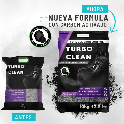 Arena Sanitaria Aglutinante Turbo Clean 10kg Lavanda