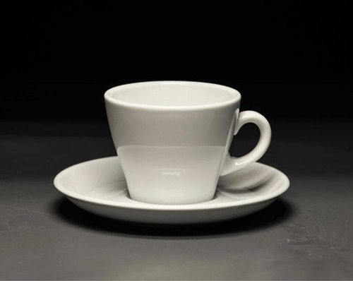 Taza De Café Con Plato Porcelana Blanca Modelo Monza Verbano