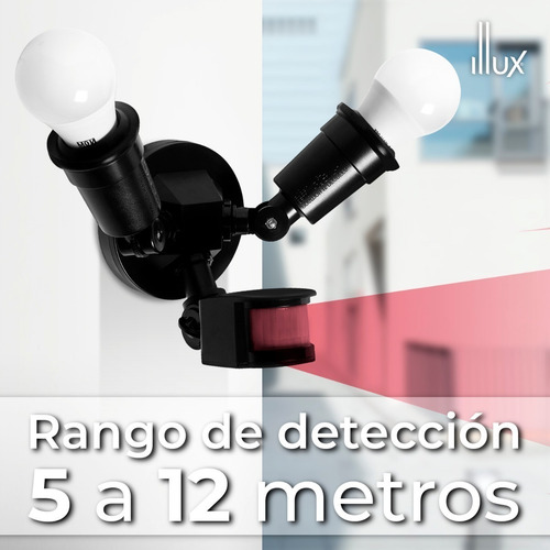 Lampara 300w Con Sensor De Movimiento Exterior + 4 Focos Led Estructura Luz cálida
