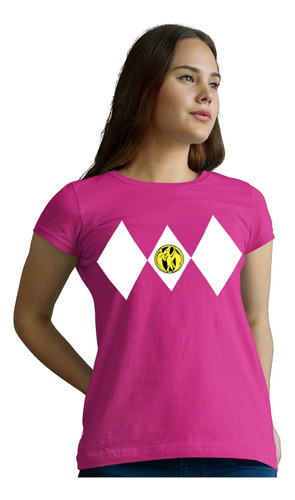 Playera Mujer Personalizada Con Diseño Power Ranger Pink