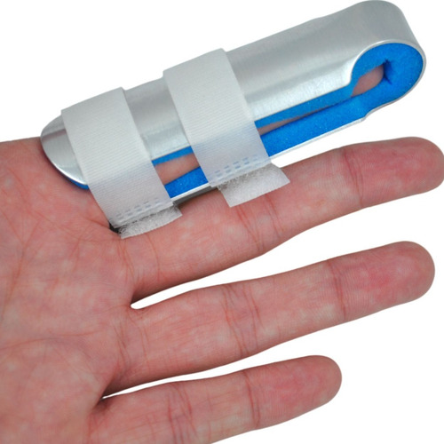 Splint Duplo Para Dedo Imobilizador Proteção Fratura Lesão Cor Alumínio/Azul Tamanho M