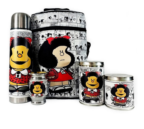 Imagen 1 de 8 de Equipo De Mate Completo Mafalda Regalo Cuero Set Kit Matero