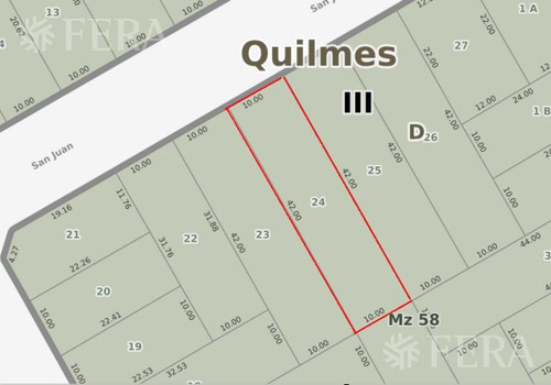 Venta De Terreno 420 M2 En Quilmes Oeste