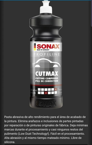 Imagen 1 de 2 de Pasta Abrasiva De Alto Rendimiento Cutmax 250ml Sonax