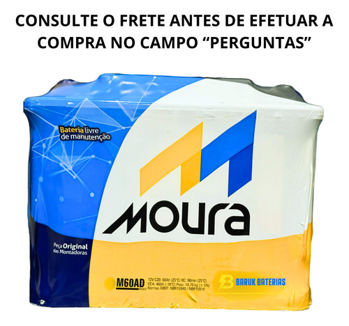 Bateria Moura 60 Amperes Honda Accord Ex/sw/lx/sedan (1998 A 2002) M60ax