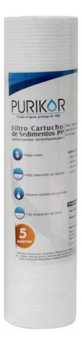 Paquete De 4 Cartuchos 5 Micras Sedimentos 2.5x10 Purikor Blanco